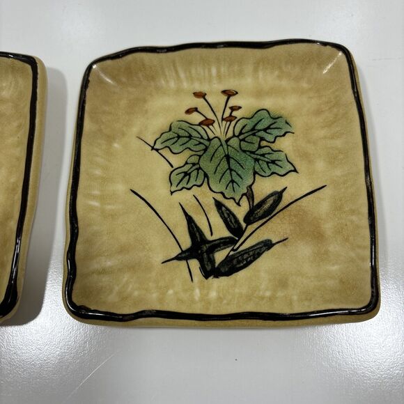 Nevco Hand Decorated Ceramic Floral Ash Tray Japan Trinket Dish Lot Of 2 - Picture 3 of 6